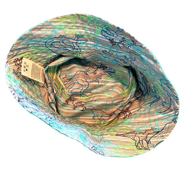 UV SKINS Reversible Boys Bucket Hat Sz 6 Aqua / Dinosaurs. - Picture 5 of 11